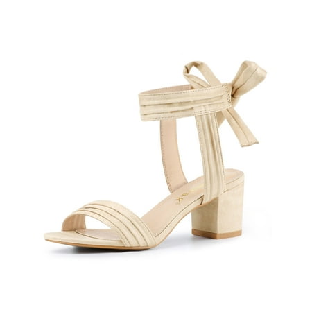

Unique Bargains Women s Open Toe Ankle Tie Back Chunky Heel Sandals