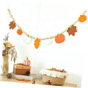 Hotbar Autumn Decorations Felt Pumpkin Garland and Wood Bead Felt Pumpkins Hanging Garland Maple Banner for Thanksgiving Indoor Fall Themes