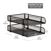 Mind Reader Stackable Paper Tray, Desktop Organizer, File Storage, Office, Metal Mesh, 2 Pieces, Black