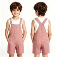 thumbnail image 5 of Kiijoy Girl Checkered Overalls Shorts Summer Casual Gingham Sleeveless Romper, Red, Sizes 6-7, 5 of 7