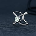 thumbnail image 4 of Gem Stone King 1.33 Cttw Sky Blue Aquamarine Criss Cross X Ring for Women in 925 Sterling Silver | Gemstone Birthstone | Round 6MM (Size 6), 4 of 4