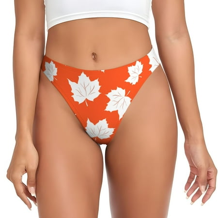 Adobk Bright Autumn Leaves Charm Print Seamless Women Underwear Thongs No Show Ladies Thong No Line Breathable Comfortable Panties Undies for Women-Small