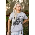 thumbnail image 3 of Hustle Before Muscle Inspiring Gym Plus Size Crewneck Graphic Tee Shirt Brisco Brands 4X, 3 of 5