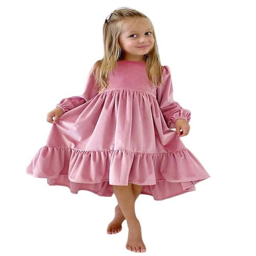 Little Shoppe Princess Beautifully Embroidered Layered Long Dress,Gown with  Stylish Sleeves in Maroon & Pink for Girls (8-9 Years, Maroon) : :  Clothing & Accessories