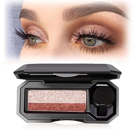 Perfect Dual Color Eyeshadow,New Two Color Eye Shadow Plate Waterproof Eyeshadow,Portable Two Tone Eyeshadow,Highly Pigmented Powder Eyeshadow Exquisite Glitter (#1)