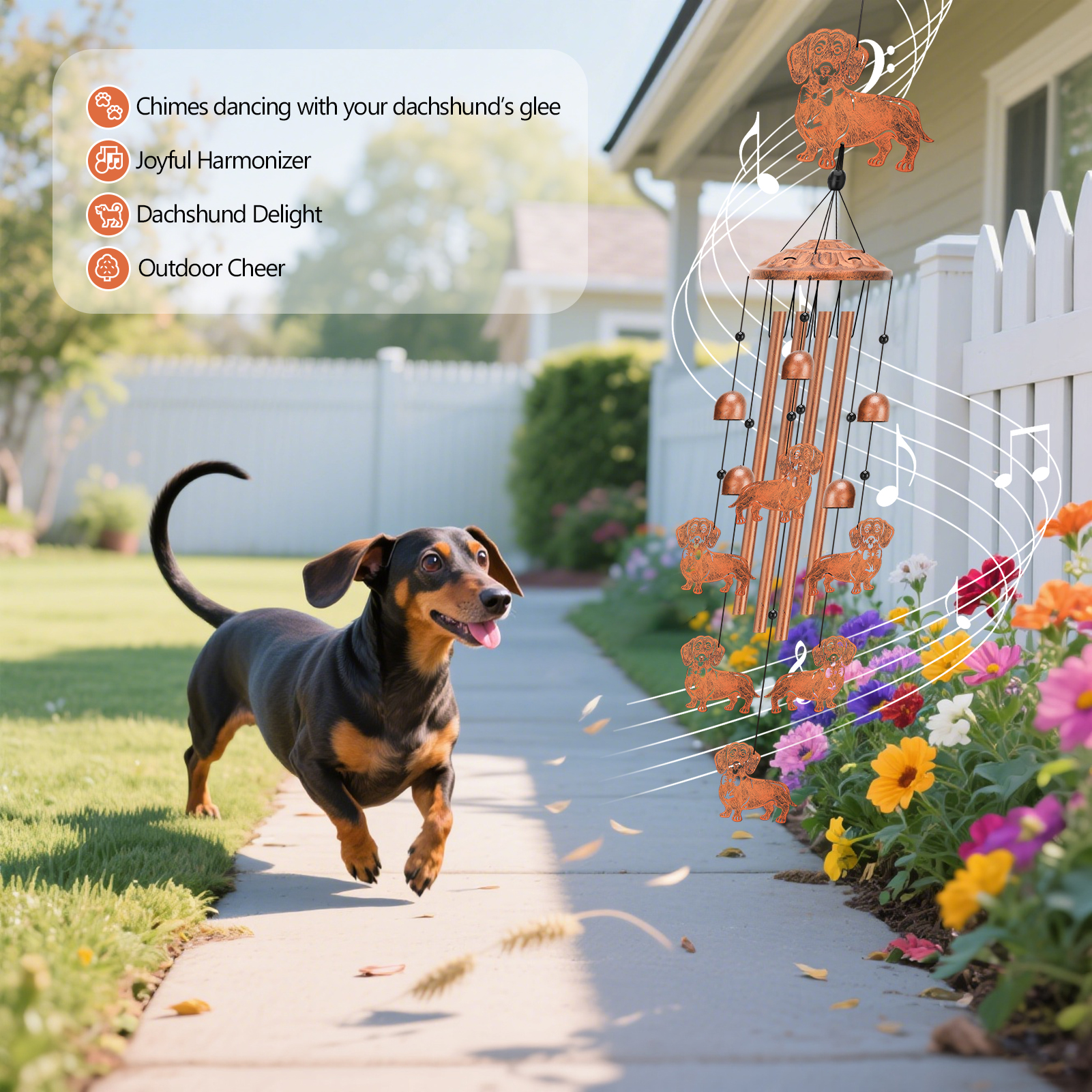 Topjuju Dachshund Dog Wind Chimes 35 Inch photo 3