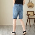thumbnail image 5 of TINZ Women Summer Retro Style Embroidery Self Tie Plus Size Mid Length Pants Casual Ripped Straight Jeans Oversized Jean Pants for Women Designer Wide Leg Pants for Women, 5 of 5