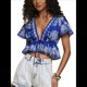 thumbnail image 1 of Blusas de Moda 2025 para y Verano, para Vacaciones, de Corta, para Mujer, Nuevas, de Corte Bajo y Cuello en V. Azul Real L, 1 of 9