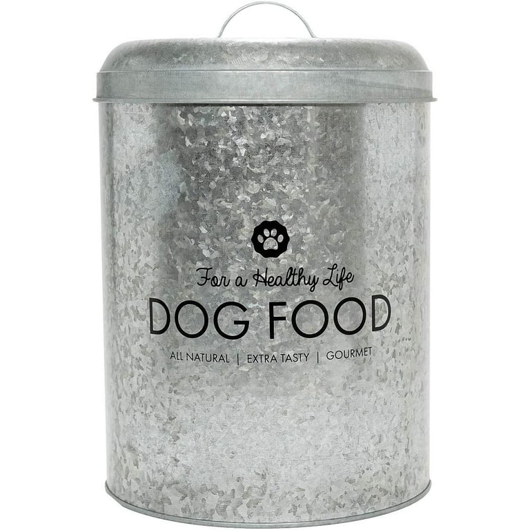 Amici Pet Buster Healthy Life Dog Food Large Galvanized Metal Storage Bin,  Airtight With Lid And Metal Handles, 17 Lbs Dry Food Capacity : Target