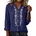 thumbnail image 6 of CYYOLLPF embroidered tops for women Beach Culottes Wide Leg Shorts Knee-Length Shorts vacation shorts wide leg shorts for women flowy shorts for women spring floral top Blue 3XL, 6 of 9