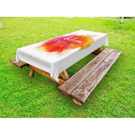 Colorful Outdoor Tablecloth, Believe You Can Quote on Warm Toned Color Splashes Motivational Slogan Design, Decorative Washable Fabric Picnic Table Cloth, 58 X 84 Inches,Multicolor, by