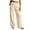 Beige, variant on Women's Cotton Linen Drawstring Palazzo Pants, Elastic High Waist Loose Wide Leg Trousers with Pockets, Lightweight Summer Beach Vacation Casual Pants Green M