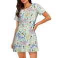 thumbnail image 4 of Salouo Honey Bees And Flowers Print Short Sleeve Sleepshirt for Womens Comfy Nightgown Scoopneck Cute Nightdress Ruffle -3X-Large, 4 of 7