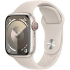 Apple Watch Series 9 With Blood Oxygen. GPS + Cellular 45mm Starlight Aluminum Case with Starlight Sport Band - M/L.