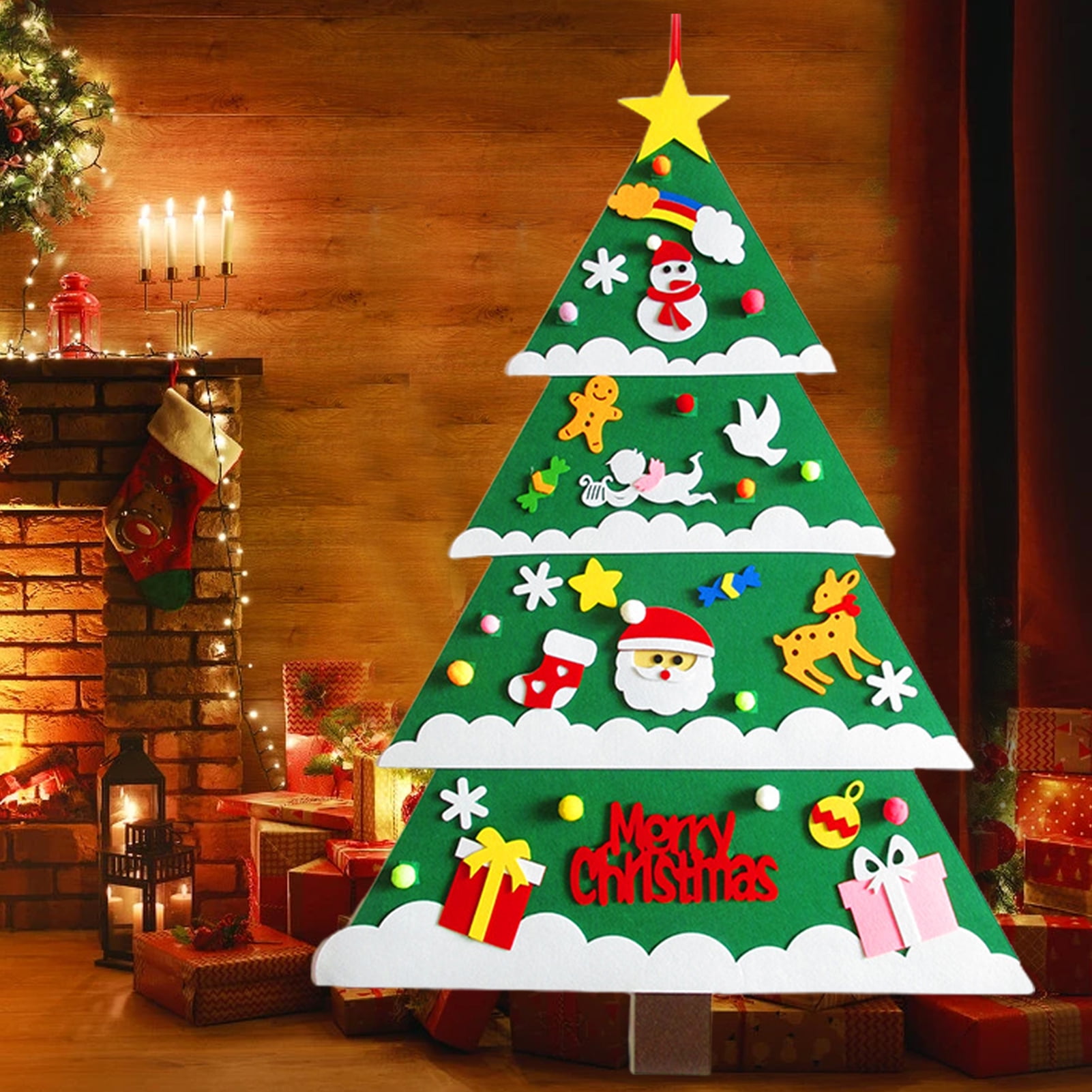 1 Set Felt Christmas Tree with Decoration Accessories Easy to Stick
