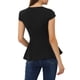 thumbnail image 3 of INSPIRAR CHIC Blusas de Peplum para Mujeres con Mangas Cortas y Cuello Redondo Color Sólido 2XL Negro, 3 of 6
