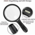 thumbnail image 3 of Magnifying Glass With Light For Reading,3x 6x Large Handheld Illumination Magnification Magnifier Glass Lens With 4 Led Lights For Low Vision,senior,h, 3 of 5