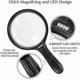 thumbnail image 3 of Magnifying Glass With Light For Reading,3x 6x Large Handheld Illumination Magnification Magnifier Glass Lens With 4 Led Lights For Low Vision,senior,h, 3 of 5