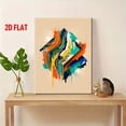 thumbnail image 5 of Modern Abstract Multicolor Geometric Fluid Art Painting - Turquoise Blue, Green, Mustard Yellow, Navy & Golden Marbled Wall Decor - Wrapped Canvas Frame Abstract Fluid Painting for, Office - Beige Ne, 5 of 6