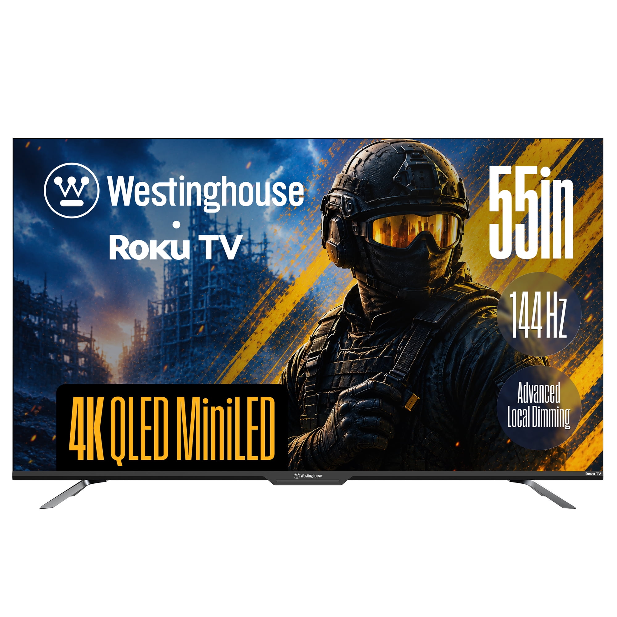 Westinghouse 55 Inch Mini LED 4K UHD Roku Smart TV Max, Native 144Hz Refresh Rate, VRR & ALLM Gaming, QLED Quantum Color, Dolby Vision HDR, Local Dimming, MEMC Motion, HomeKit