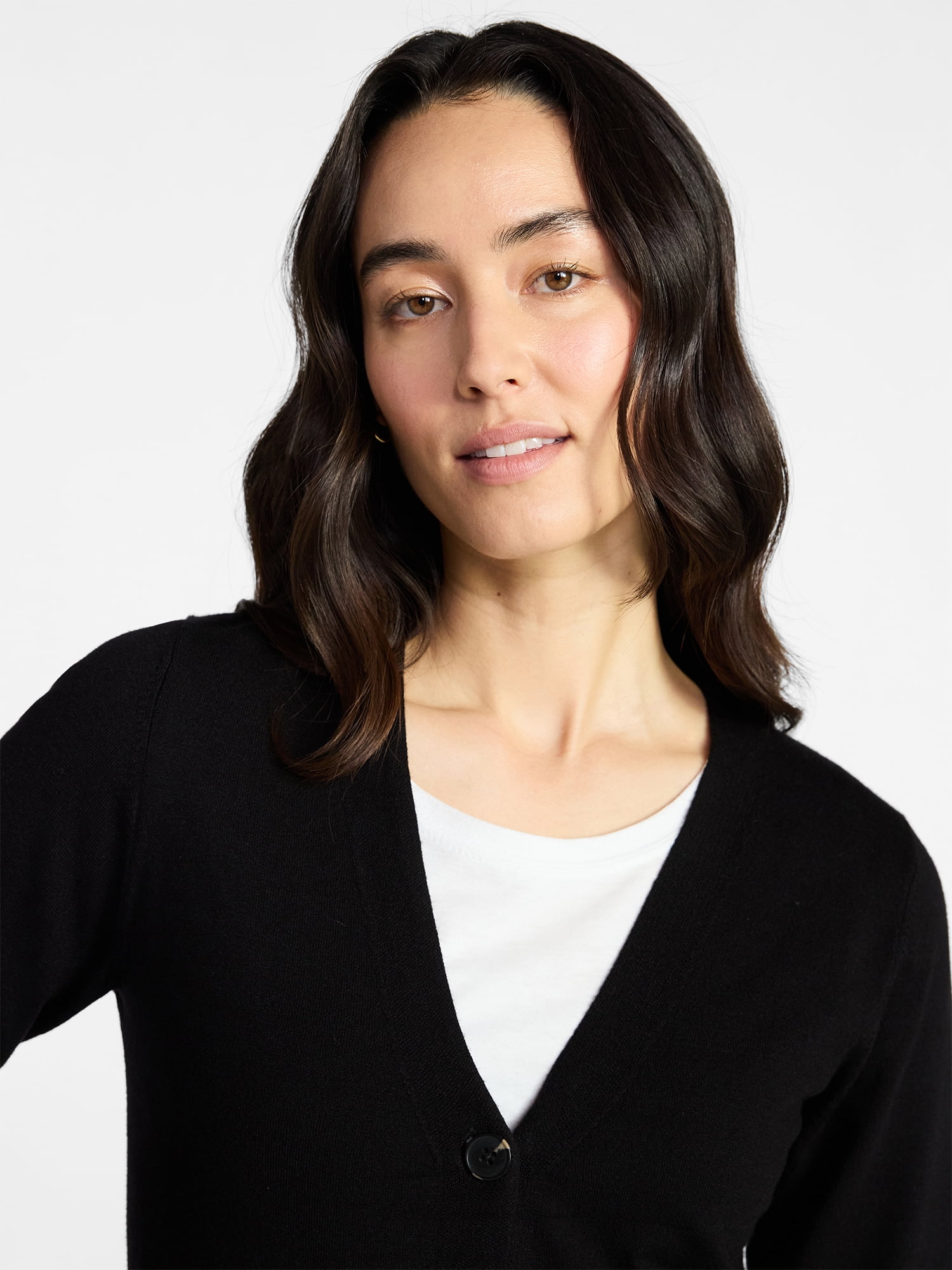 Time and Tru Women's V-Neck Cardigan Sweater, Lightweight, Sizes XS-XXXL