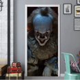 thumbnail image 1 of Halloween 3D Scary Evil Clown Door Stickers, 30 x 79 inch Evil Clown Realistic Door Wallpaper Sticker for Halloween Decoration, Home Party Removable S, 1 of 5