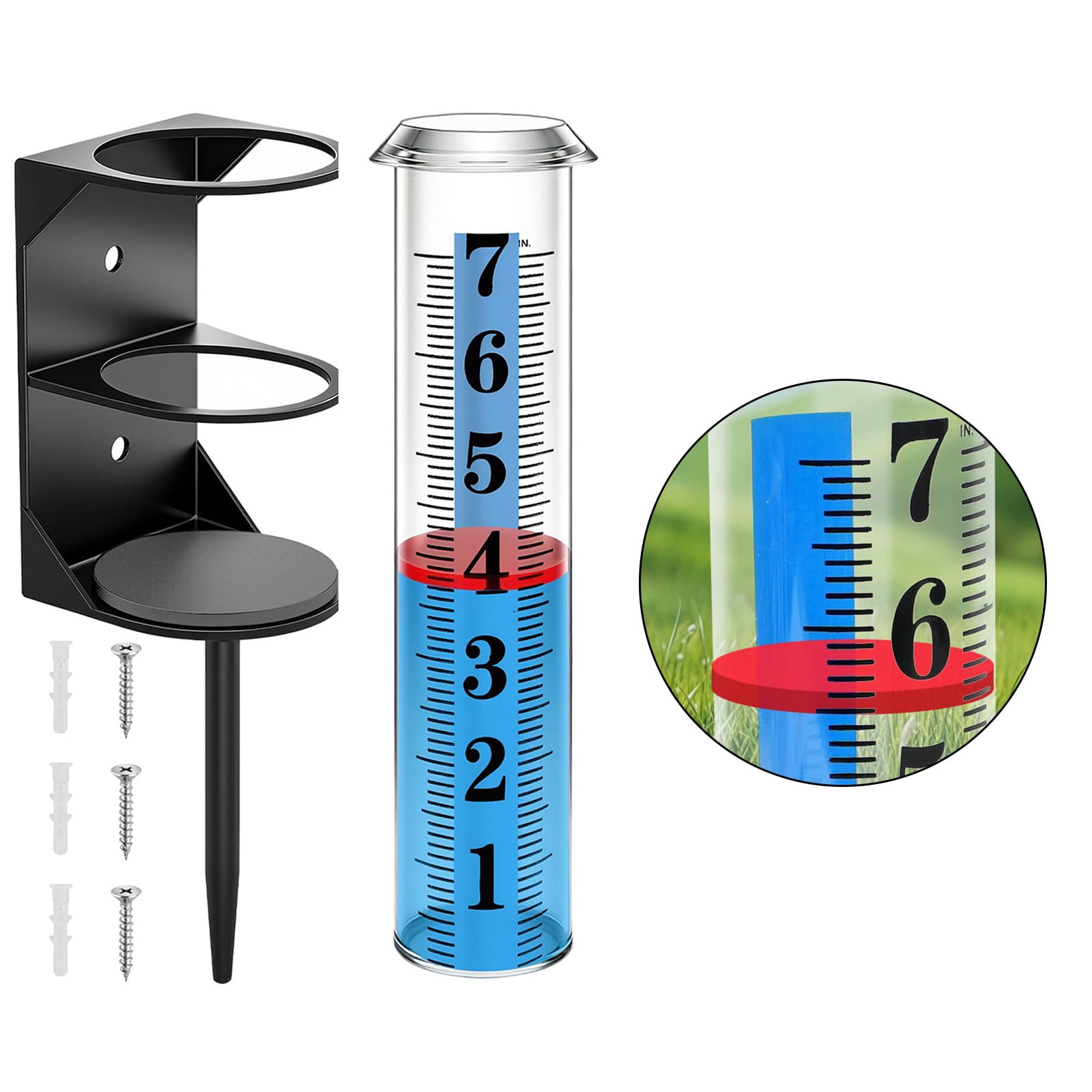Precise Metal Rain Gauge with Stable Base for Accurate Rainfall Tracking in Gardens