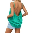 thumbnail image 6 of Womens V Neck Spaghetti Strap Tank Tops Sleeveless Flowy Camisole Loose Cami Basic Adjustable Shirt Green M, 6 of 6