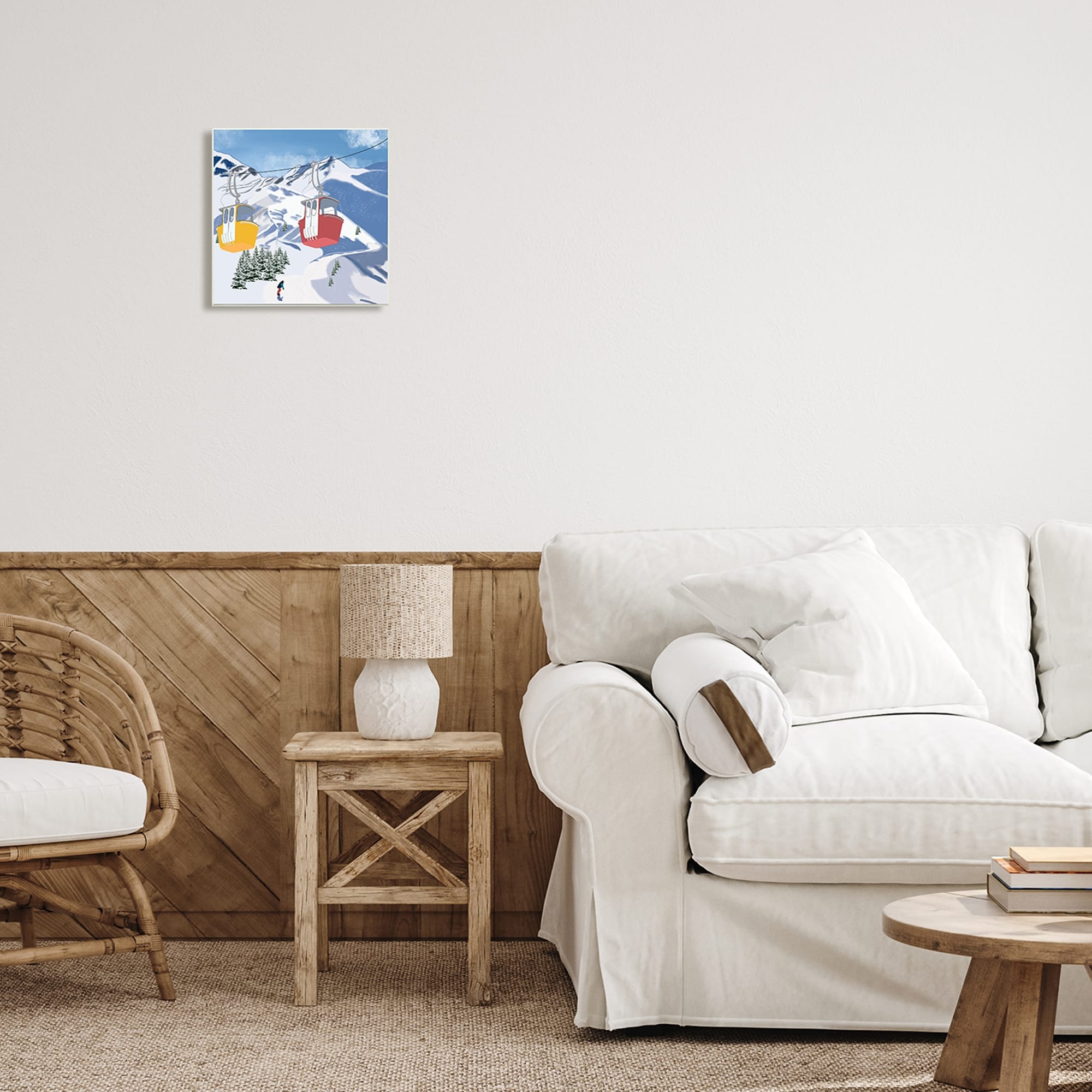 Stupell Industries Ski Life Shuttle Snowy Mountain Landscape Snowboard Athlete, 12 x 12, Design by Ashley Singleton