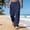 Navy, variant on Uwinwear Men's Loose Fit Linen Pants, Lightweight Drawstring Waist Casual Summer Beach Yoga Trousers Khaki S