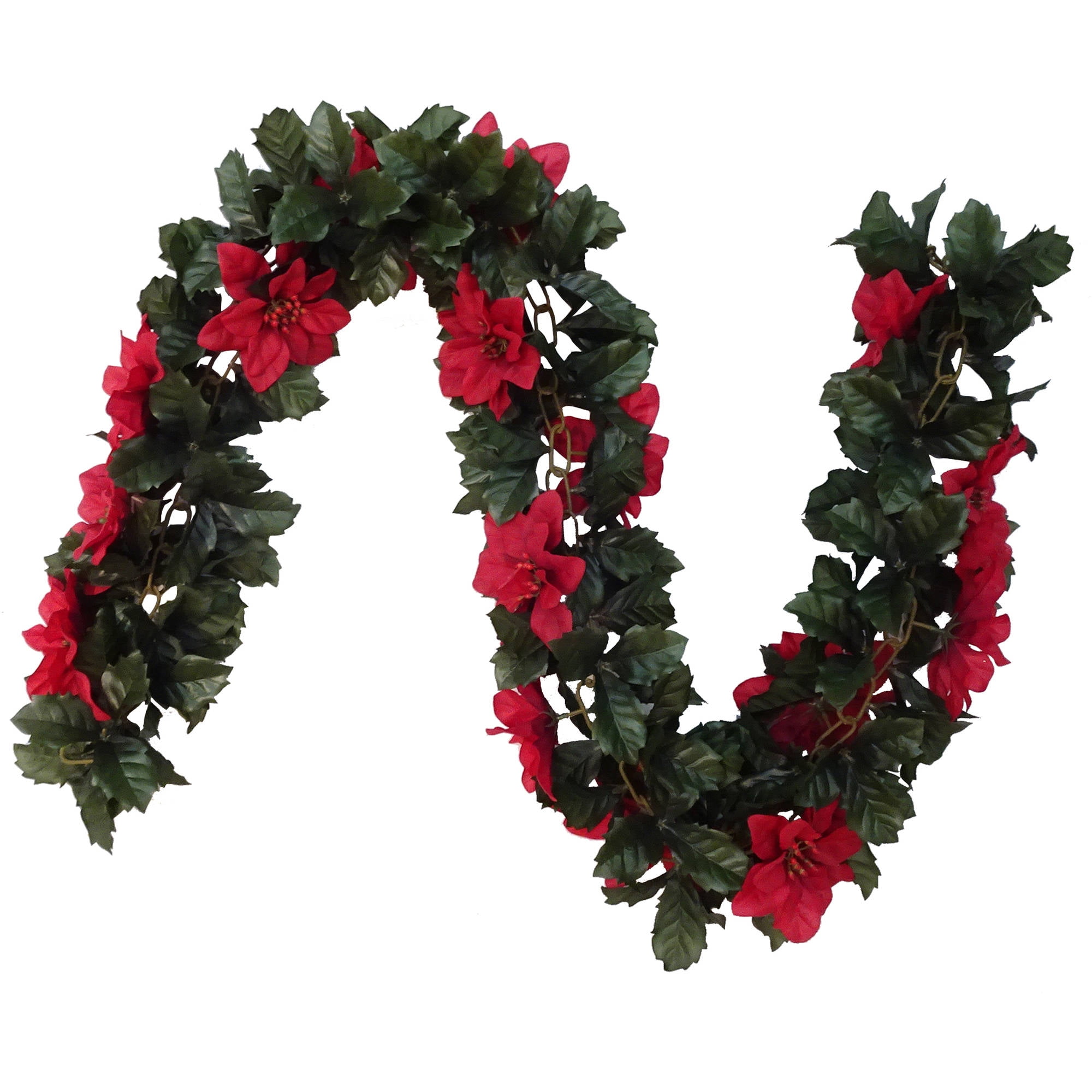 Red Poinsettia Chain Garland
