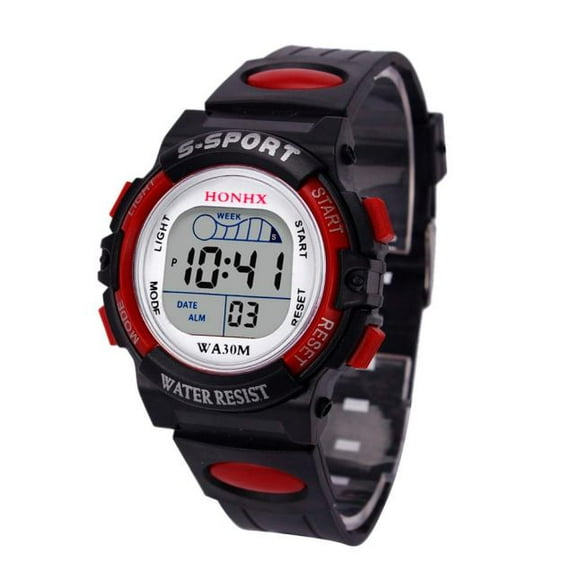 jovati Waterproof Children Boys Digital LED Sports Watch Kids Alarm Date Watch Gift RD