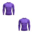 thumbnail image 4 of Qarigey Ropa interior térmica para hombre, medias elásticas, capas base para correr de invierno, ropa deportiva para motocicleta, culturismo, Púrpura,L 2piezas, 4 of 6