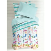 Dream Factory Mermaid Dreams Twin 5 Piece Comforter Set, Bed-in-a-Bag, Poly, Microfiber, Light Blue, Female, Child