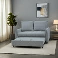 thumbnail image 5 of Modern 3 in 1 Light Blue Velvet Sleeper Sofa Couch Bed with Storage Pockets, Convertible Loveseat Futon for Living Room, 5 of 6