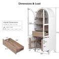 thumbnail image 4 of HSUNNS 71" Tall Kitchen Pantry Cabinet with Arched Glass Doors and Adjustable Shelves, Freestanding Modern Farmhouse Hutch Cupboard, Wooden Storage Cabinets for Kitchen Dining Room, White, 4 of 9