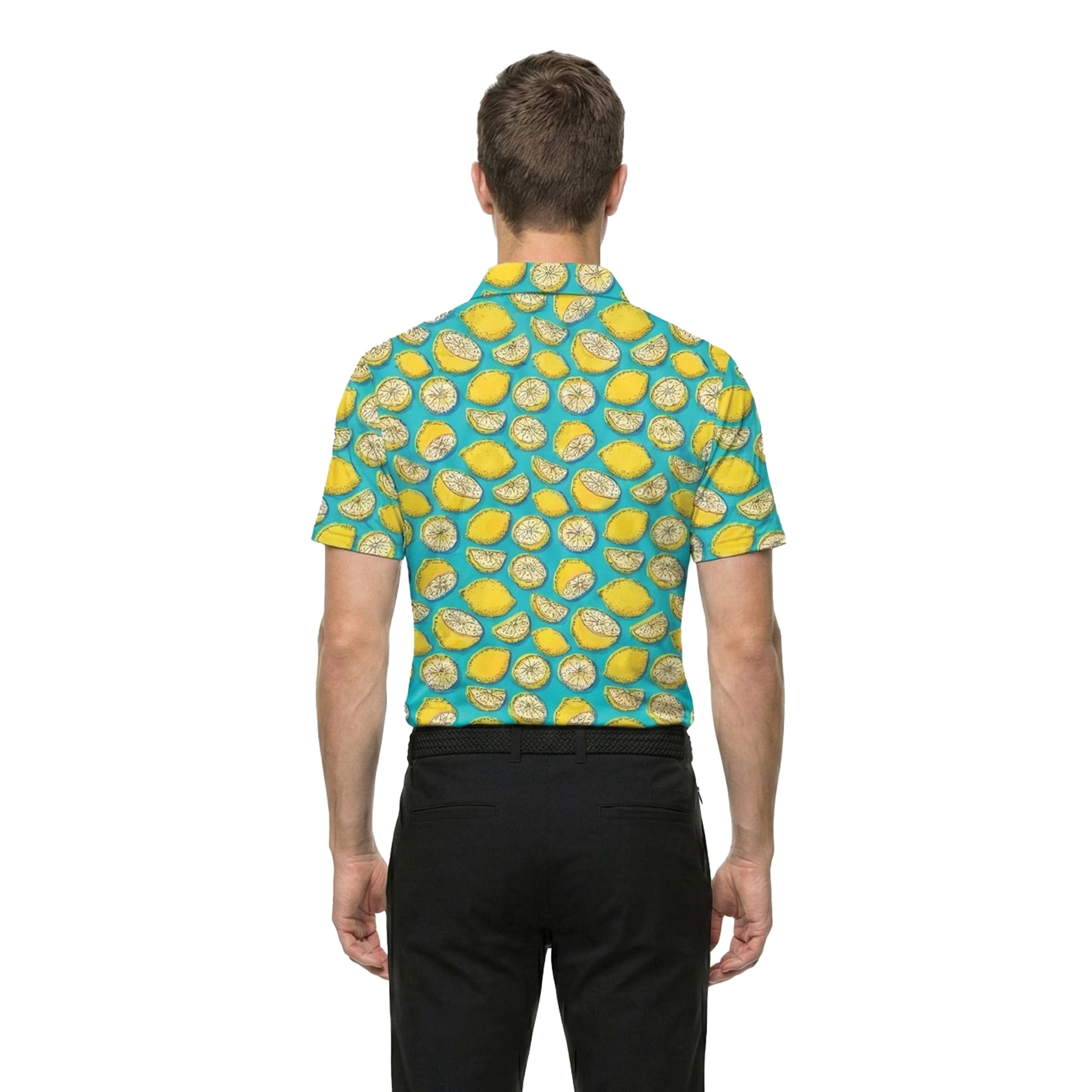 Birdie Bound Men's and Big and Tall Men's Lemon Print Polo Shirt, Sizes XS-4XLT