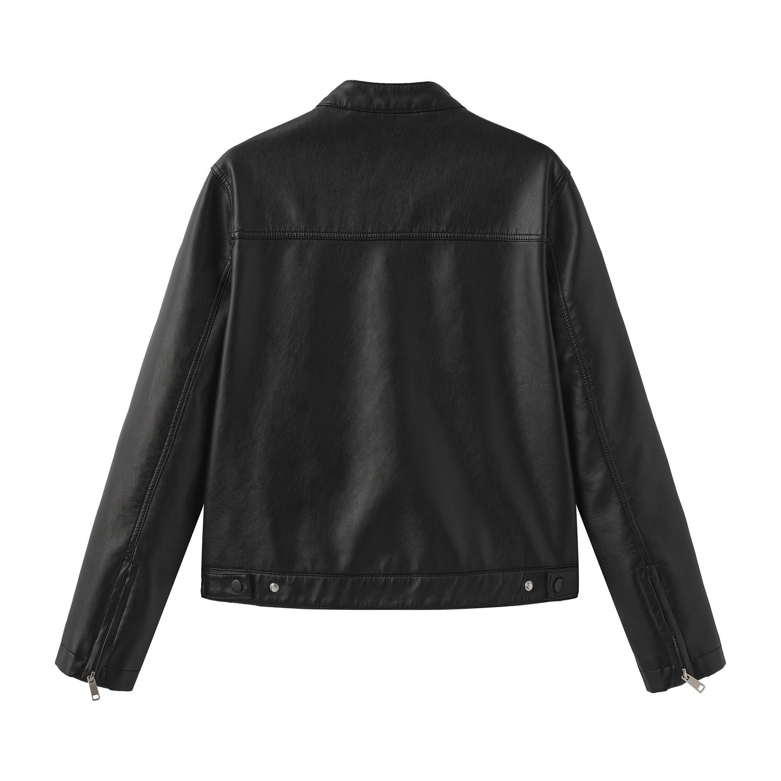 Faux Leather Jacket Womens Motorcycle Racing Bomber Coat Pockets Long Sleeve Zipper Retro Moto Biker Outfits (M, Black)