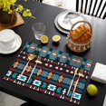 thumbnail image 4 of Blue and Orange Geometric Boho Pattern Summer Placemats Table Placemats Set Of 4-Linen Kitchen Washable Placemats Table Mats 11.8"x17.7"Non-Slip Heat Resistant, 4 of 6