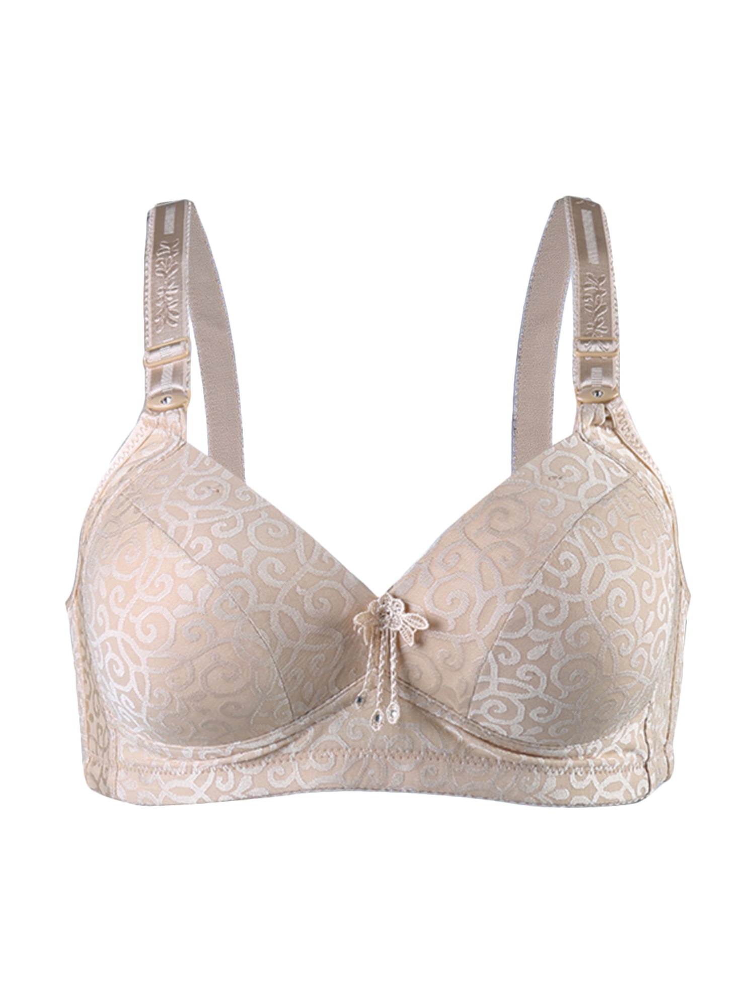 INSPIRE CHICWomen Comfortable Soft Stretchy Basic Full Coverage Wirefree Non-Wired Everyday Bra 3 Pcs Beige-Full Printed 44/100 Fit 40B40C