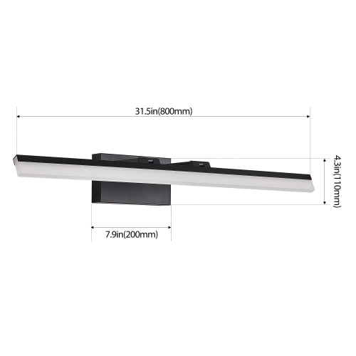 32 Inch Modern LED Bathroom Vanity Light – Sleek Black Metal Wall Light for Mirror, Dressing Room or Sink Area  On-Site