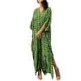 thumbnail image 2 of Économies d'Été EGNMCR Paréo de Maillot de Bain pour Femmes Femmes Mode Chiffon Plage Floral Manches Longues Col en V Robe Imprimée Robe Longue, 2 of 7