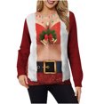 thumbnail image 2 of Qiopertar Mode Femmes Imprimé Col Rond Pull Tops Manches Longues Blouse Confortable Chandail en Molleton Offres de la Semaine Liquidation Moins de 5$ jusqu'à 90 % de Réduction, 2 of 3