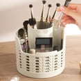 thumbnail image 2 of Rotating Mesh Desk Organizer, Round Spinning Pen & Candy Holder with 4 Compartments, Multi-Functional Desktop Storage Caddy for Office, Art Supplies, Classroom & Home, Beige, 2 of 6