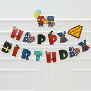 Children's First Birthday Captain America Marvel Themed Paper Flag Boy Happy Birthday Party Arrangement Banner