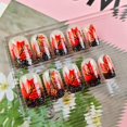thumbnail image 2 of Uñas postizas Press On AROVFAM con hojas de arce y puntas francesas negras, 24 piezas, 2 of 7