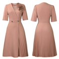 thumbnail image 2 of Women's A-Line for Women V Neck Midi Dress 3D Flower Elegant Work Party Dress, 2 of 8