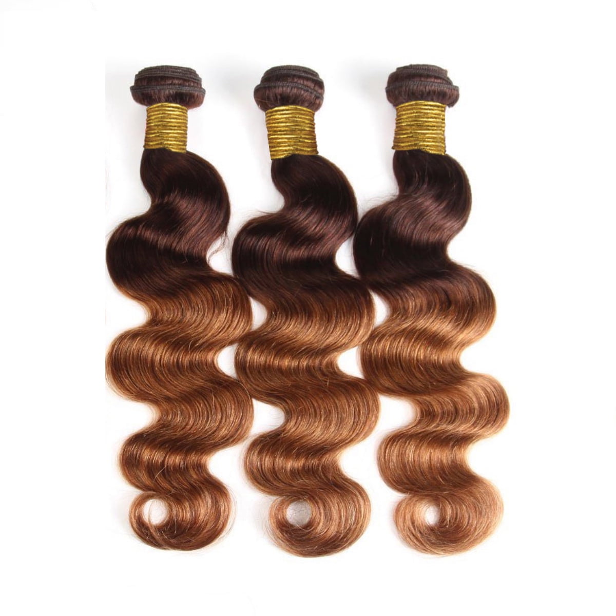 Ombre Brazilian Body Wave Hair T4/30 Medium Brown/Medium Auburn 3 Bundles Brazilian Remy Virgin Human Hair Weave Bundles 100% Unprocessed Body Wave Human Hair Extensions 10"12"14"