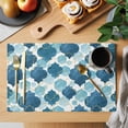 thumbnail image 2 of Blue Geometric Moroccan Placemats Set of 4 Abstract Art Blue Ombre Modern Place Mats Indoor Wipeable Table Mats Washable Cloth Dining Table Placemats for Kitchen Holiday Party Home Decor 13x19 Inch, 2 of 9