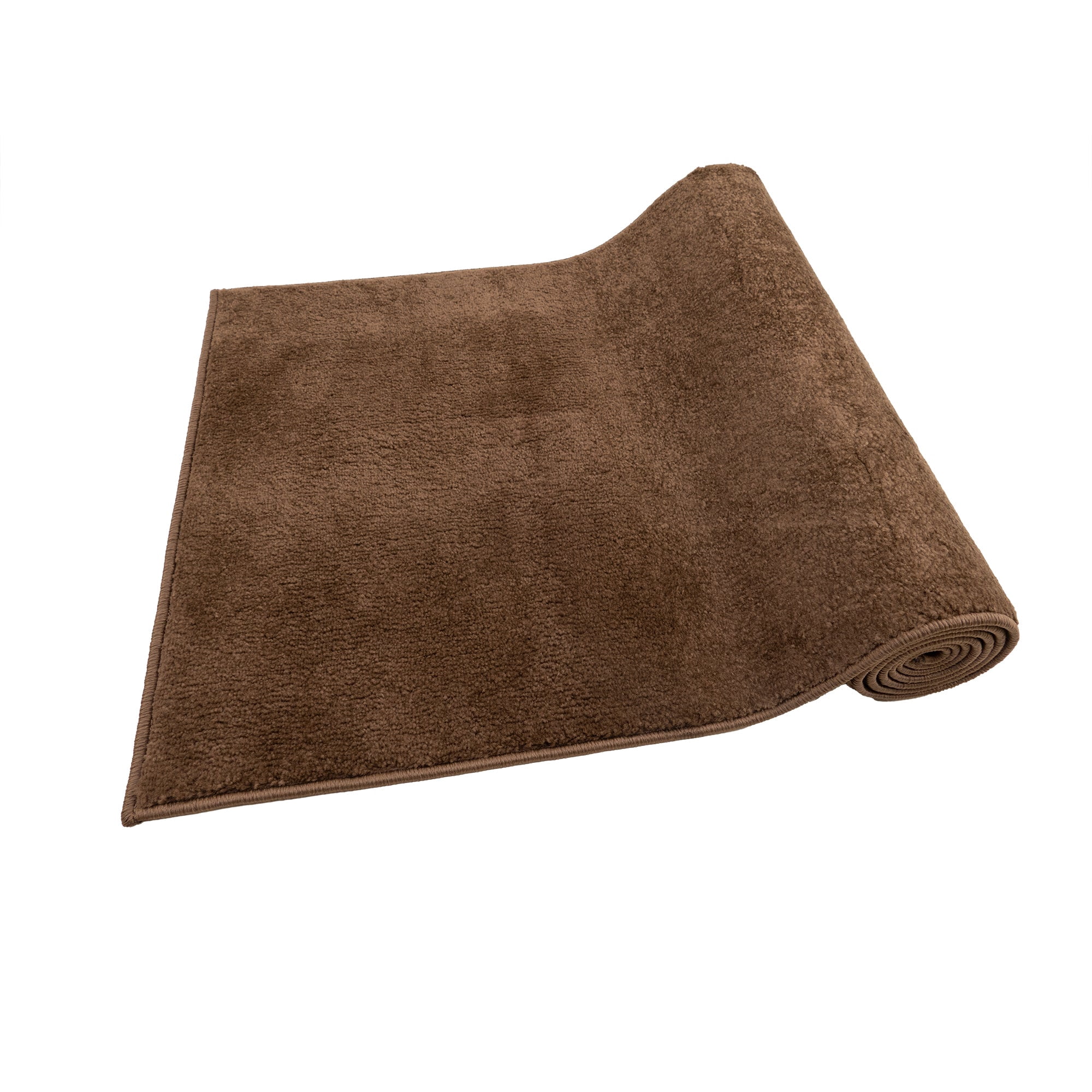 Custom Size Anti-Slip Machine Washable Medium Profile Cut Pile Solid Brown Runner Rugs ( 9' x 26")